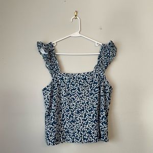 J. Crew Women's NWT Blue Ruffle Strap Sleeveless Blouse L